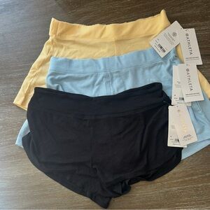 Athleta Women's Sleep Shorts - Black, Light Blue, Yellow Bundle 2 M 1 S